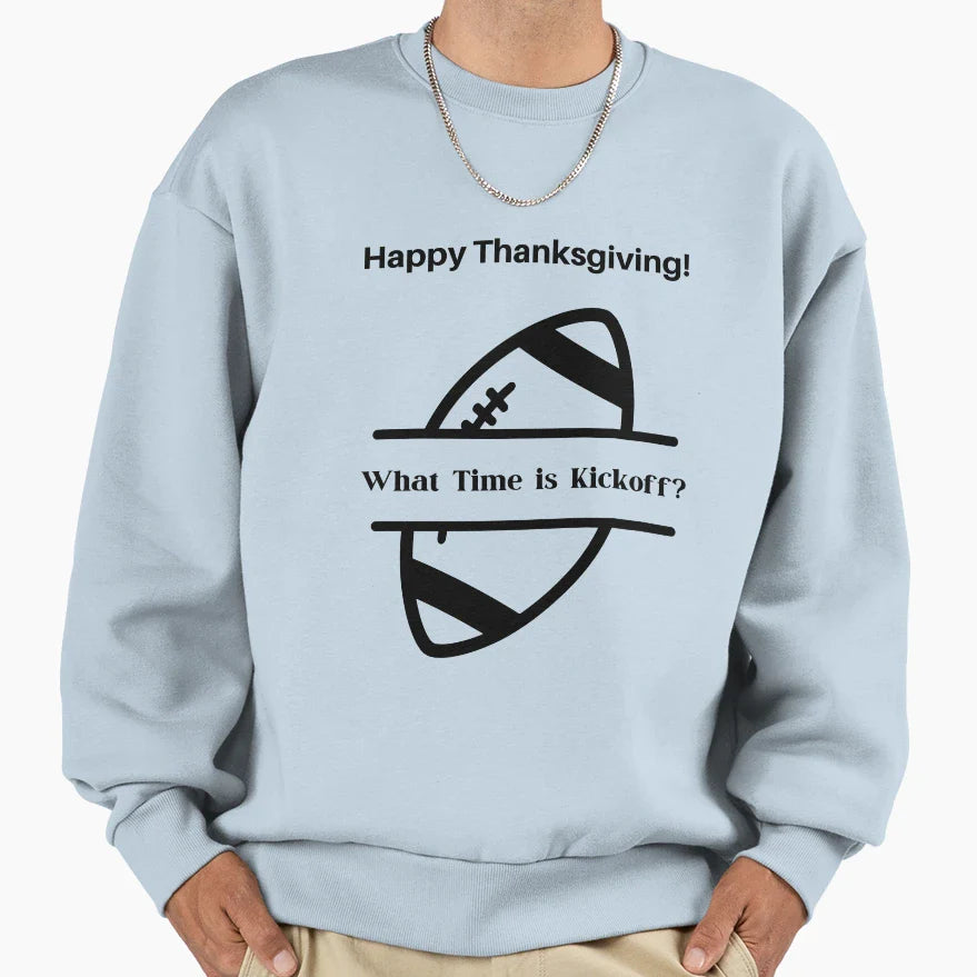 Funny Thanksgiving Football Fan Sweatshirt - Custom Art Print for Adults