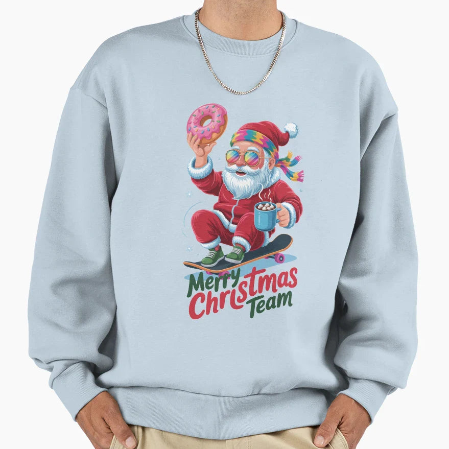Santas Favorite Human Merry Squad Sweatshirt - Minimalist Print for Adults
