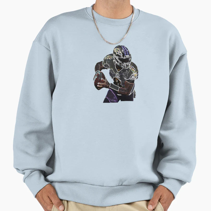 Lamar Jackons Raven Fan Art Sweatshirt - Casual Everyday Wear Unisex