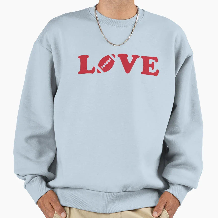 I Love Football Red Sweatshirt - Aesthetic Graphic for Adults