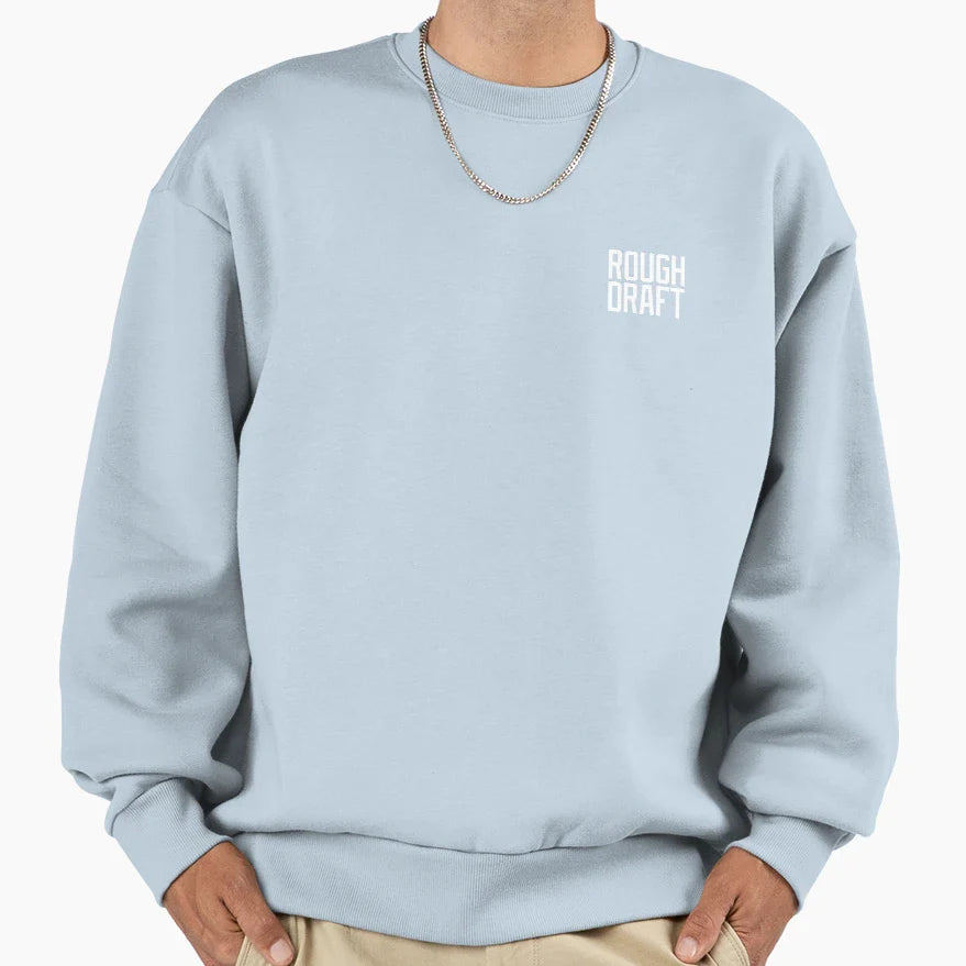 Rough Draft White Badge Sweatshirt - Streetwear Style Unisex