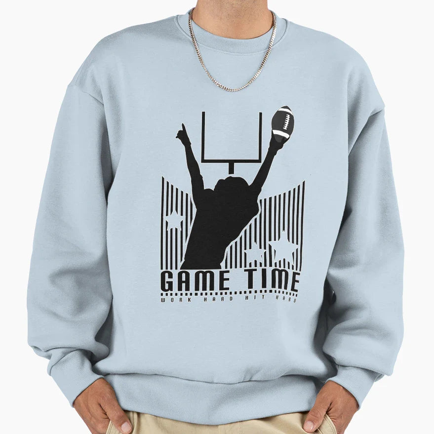 Game Time Football Blue Sweatshirt - Fun Novelty Design Men Women