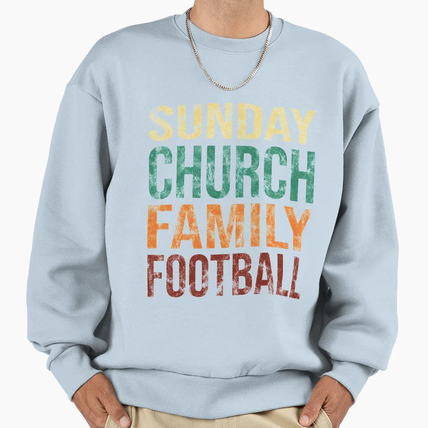 Sunday Church Family Football Sweatshirt - Fun Novelty Design Men Women