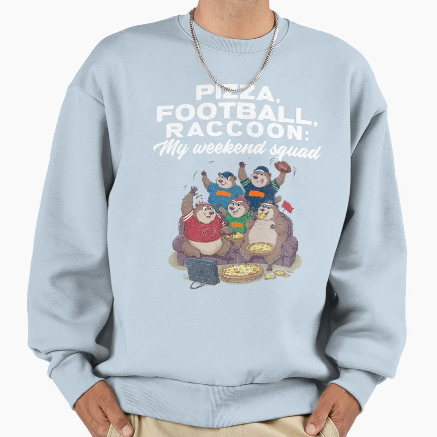 Pizza Football Raccoons My Weekend T-Shirt - Aesthetic Graphic for Adults