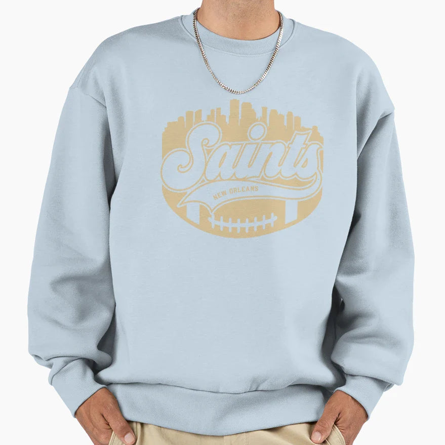 Saints Saints Football Saints Skyline Sweatshirt - Novelty Apparel Unisex