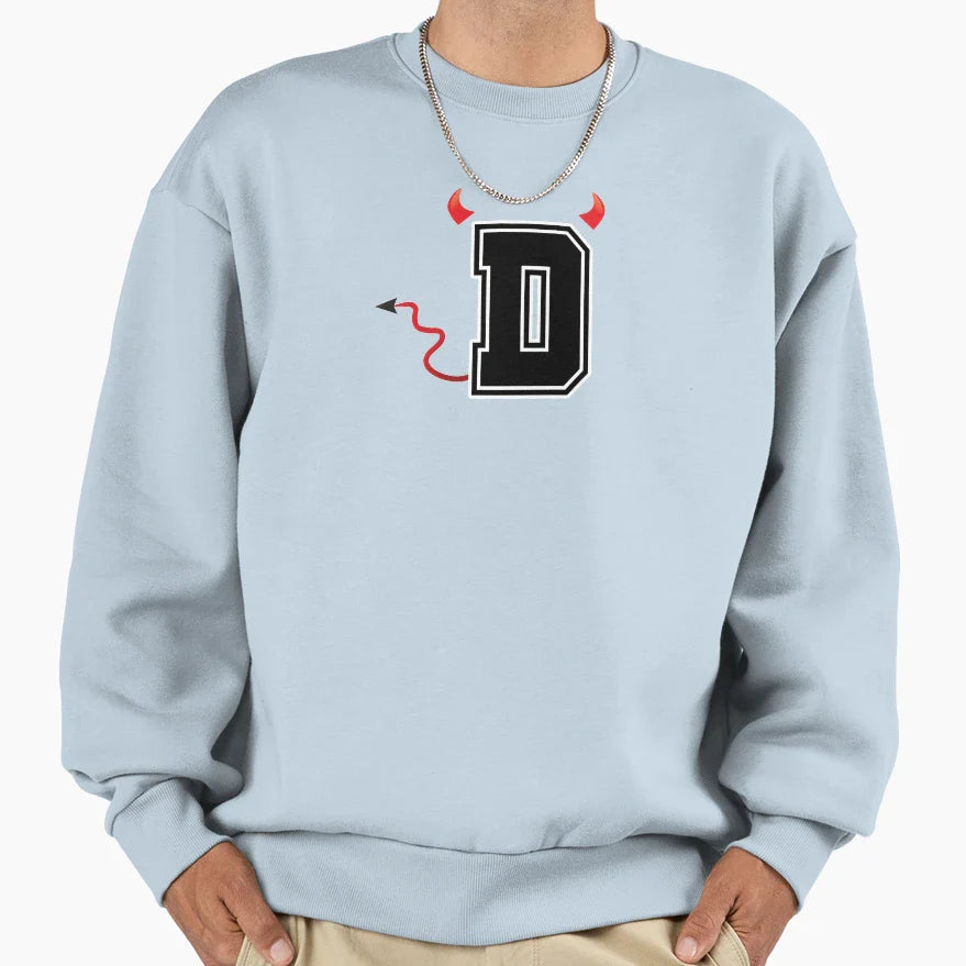 Letter D College Font Evil Naughty Sweatshirt - Streetwear Style Men Women