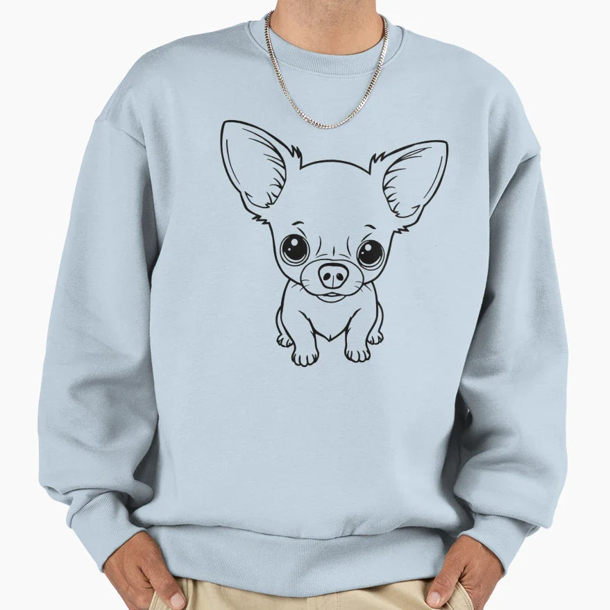 Chihuahua Wearing Tiny And Sitting Sweatshirt - Trendy Graphic Unisex