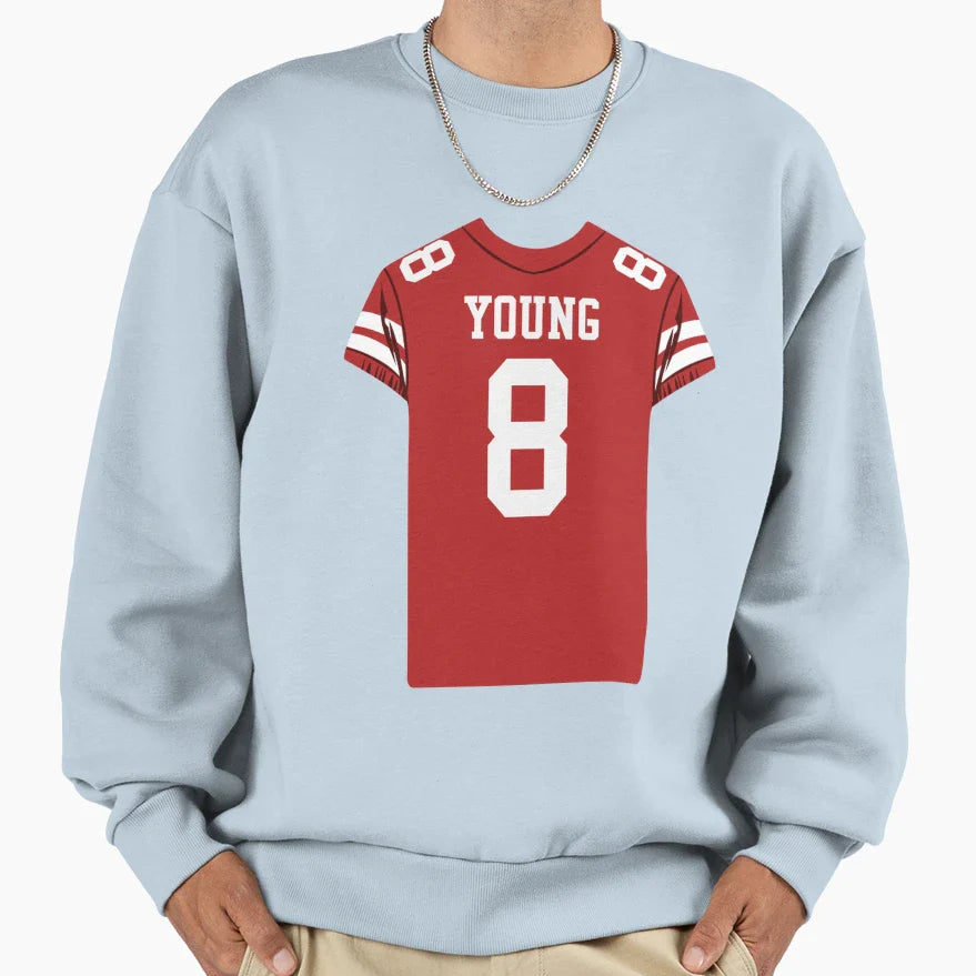Steve Young 8 Jersey Sweatshirt - Custom Art Print Unisex