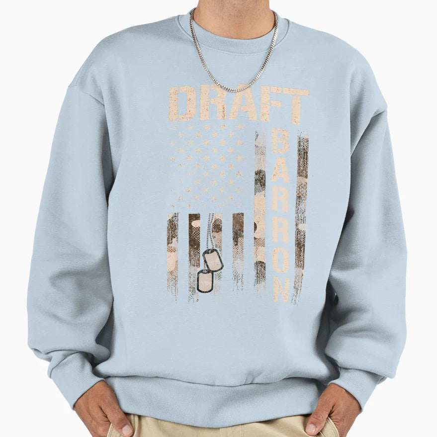 Draft Barron Funny Military Sweatshirt - Aesthetic Graphic Men Women
