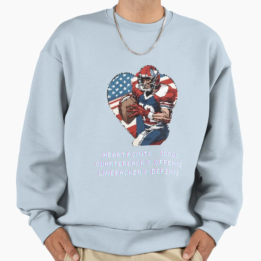 Valentines Day Football Video Game Sweatshirt - Aesthetic Graphic Unisex