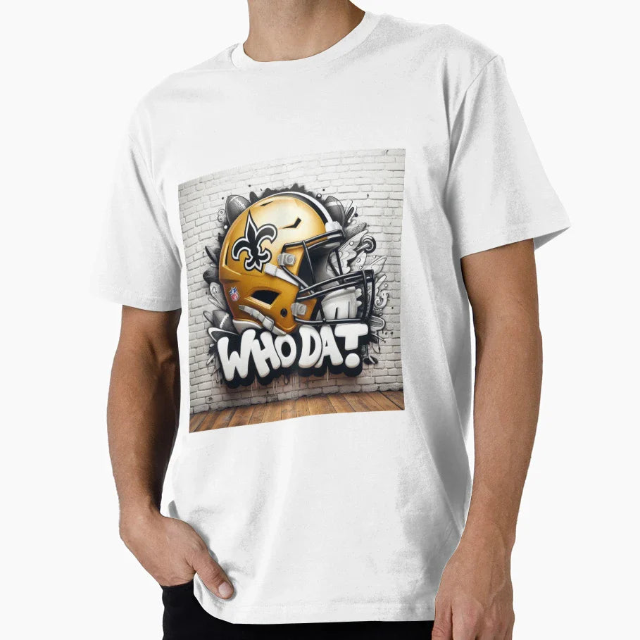 Who Dat Saints Helmet T-Shirt - Casual Everyday Wear for Adults