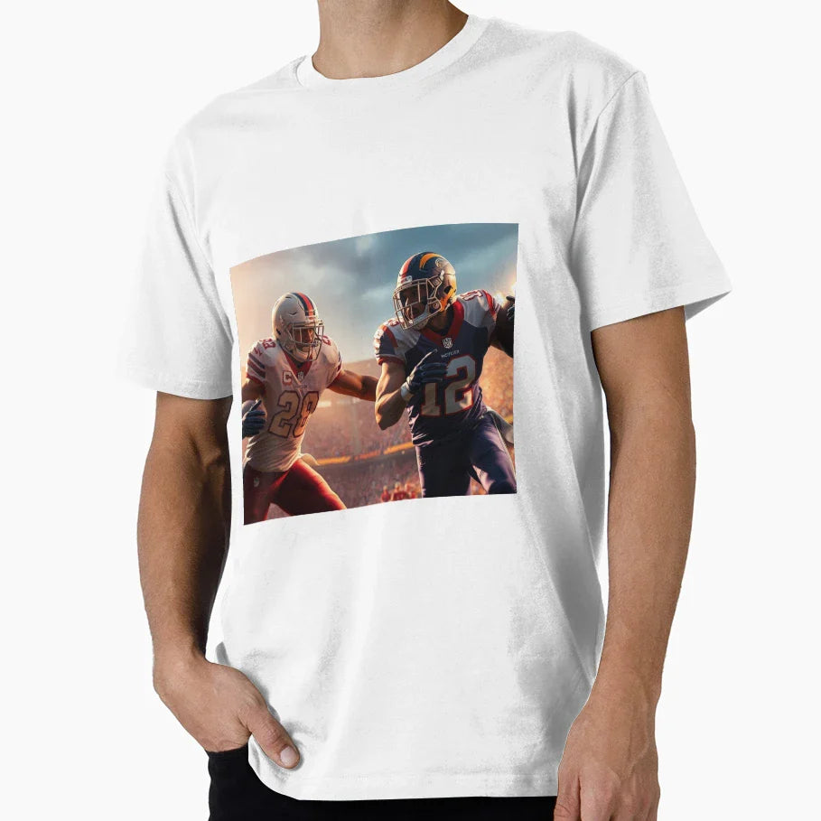 Two Football Players Competing Field T-Shirt - Custom Art Print for Adults