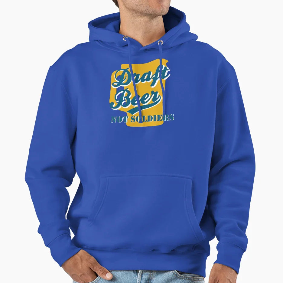 Draft Beer Not Soldiers Hoodie - Minimalist Print for Adults