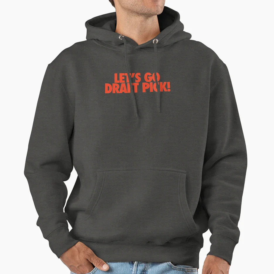 Lets Go Draft Pick Cle Orange Hoodie - Trendy Graphic for Adults