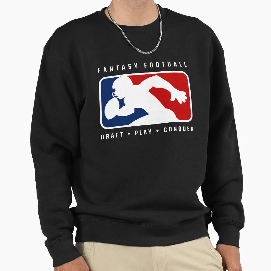 Fantasy Football Draft Play Conquer Sweatshirt - Trendy Graphic for Adults