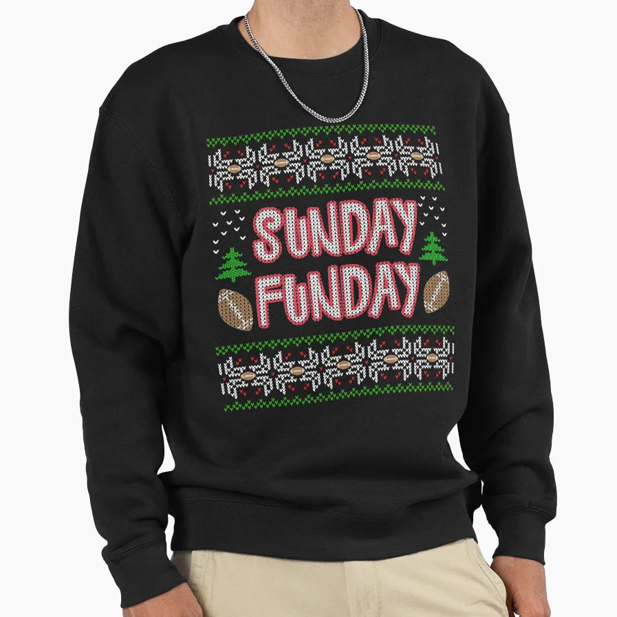 Sunday Funday Ugly Sweatshirt - Custom Art Print for Adults