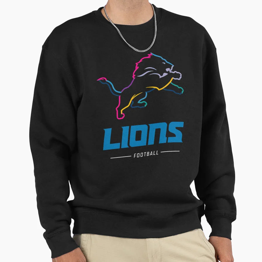 Detroit Lions Team Lockup Kt 172 Sweatshirt - Fun Novelty Design Unisex