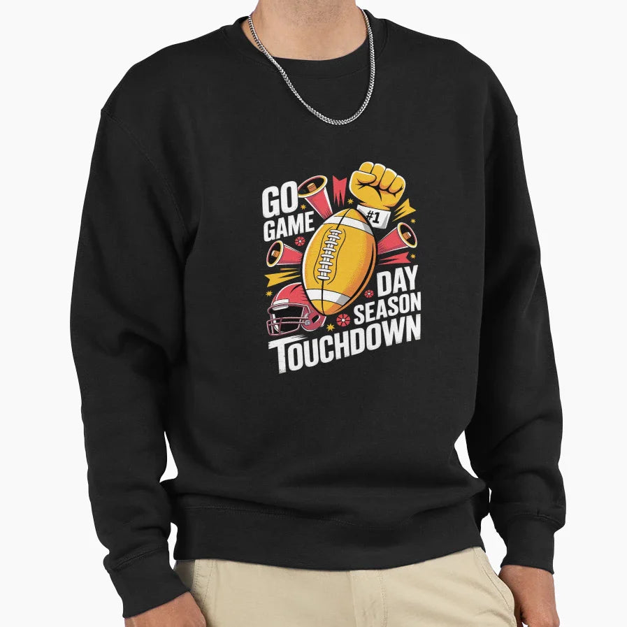 Game Day Red Yellow Touchdown Season Sweatshirt - Unique Graphic Unisex