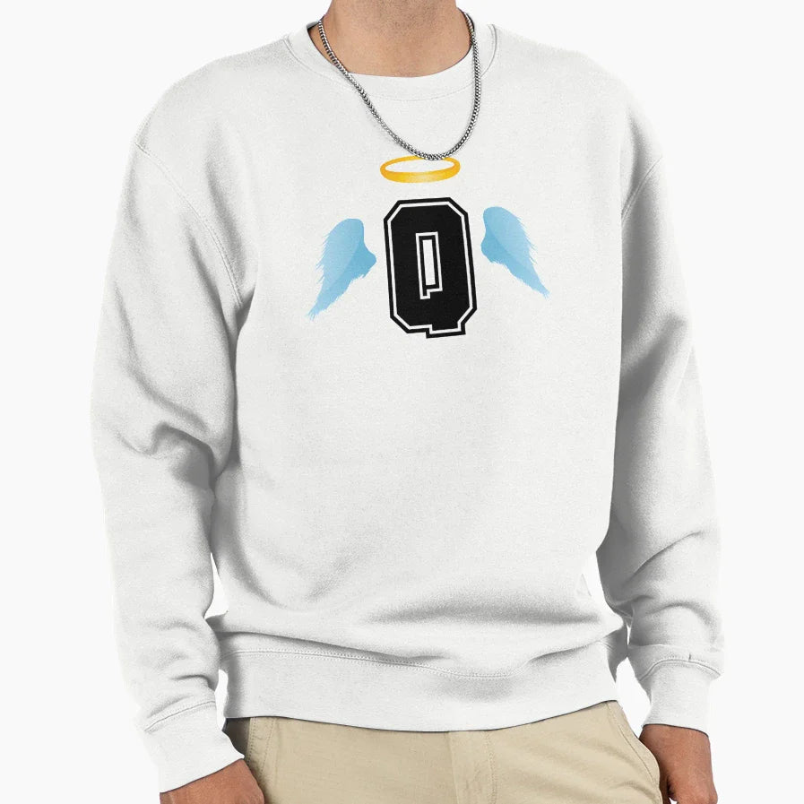 Letter Q College Font Good Heaven Sweatshirt - Aesthetic Graphic Unisex