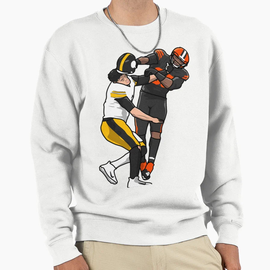 Football Helmet Fight Moment Sweatshirt - Unique Graphic Men Women
