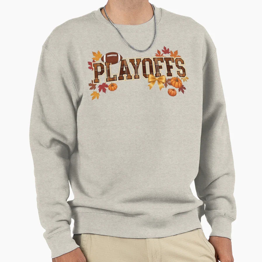 Football Fall Leaf Plaid Pumpkin Sweatshirt - Unique Graphic Men Women