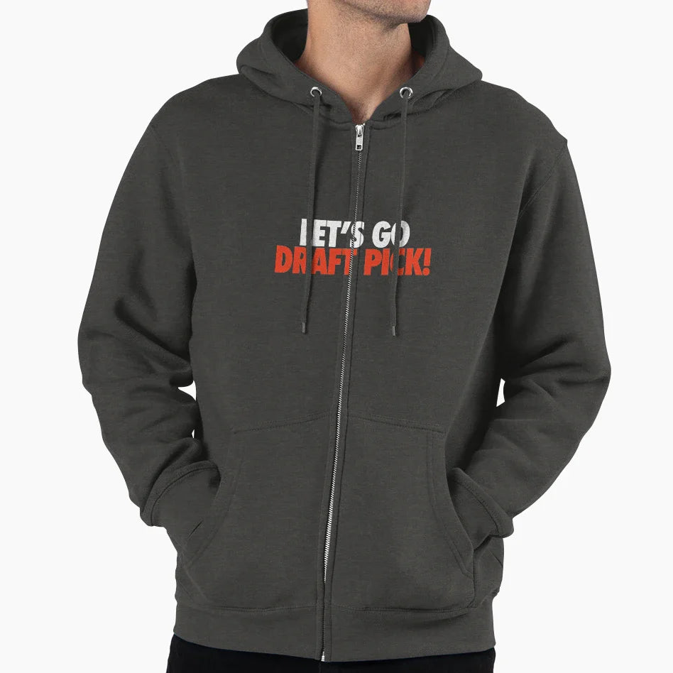 Lets Go Draft Pick Cle White Orange Hoodie - Graphic Print for Adults