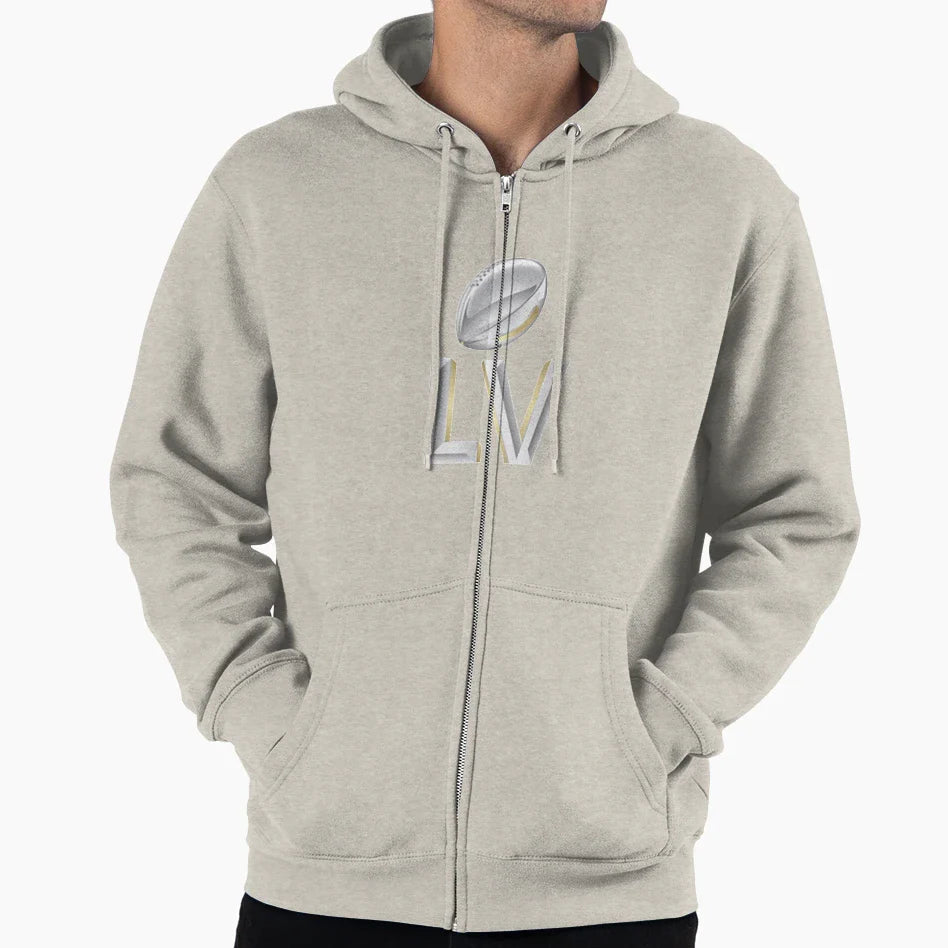 Silver Super Bowl Lv Hoodie - Minimalist Print Men Women