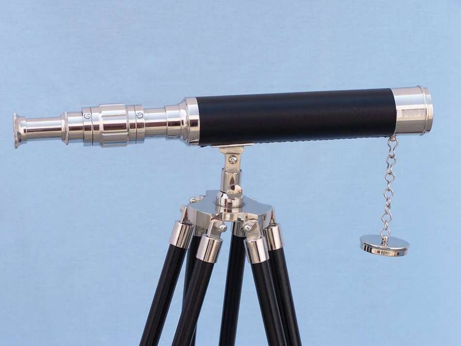 Floor Standing Chrome - Leather Harbor Master Telescope 30""
