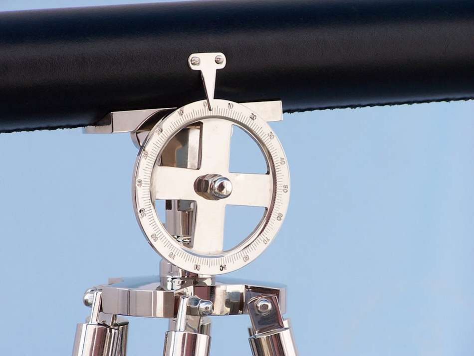 Chrome - Leather Griffith Astro Telescope 64"" with Black Wooden Legs