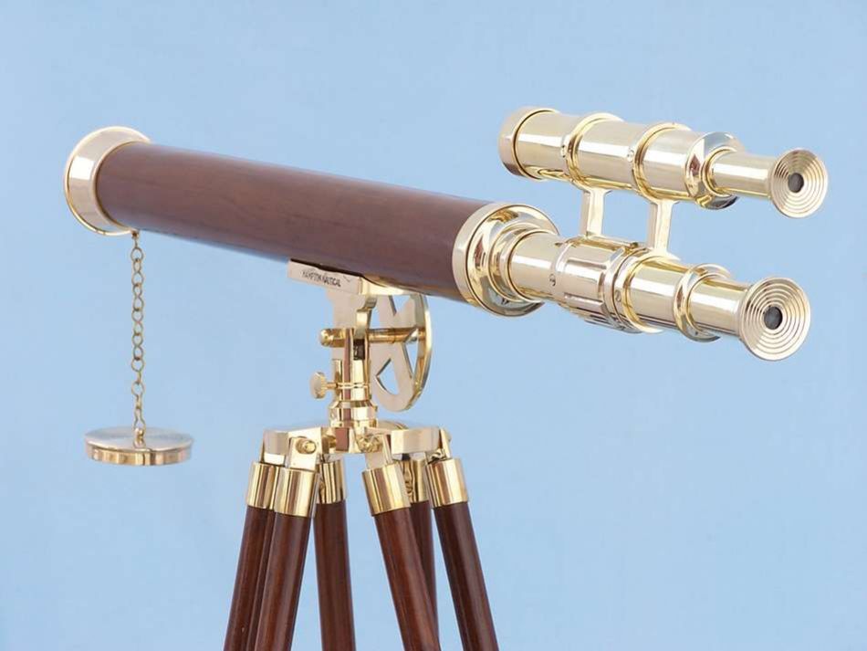 Floor Standing Solid Brass - Wood Griffith Astro Telescope 64""