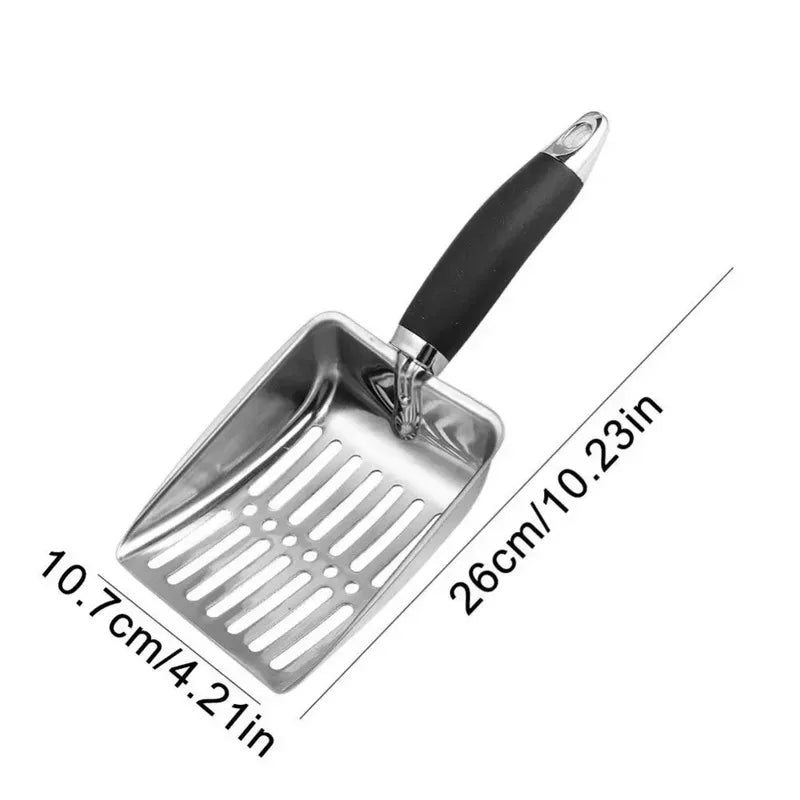 Stainless Steel Cat Litter Scoop with Long Handle – Durable Metal Litter Shovel 10.23 x 4.21 in (26 x 10.7 cm) - PhishStones Products
