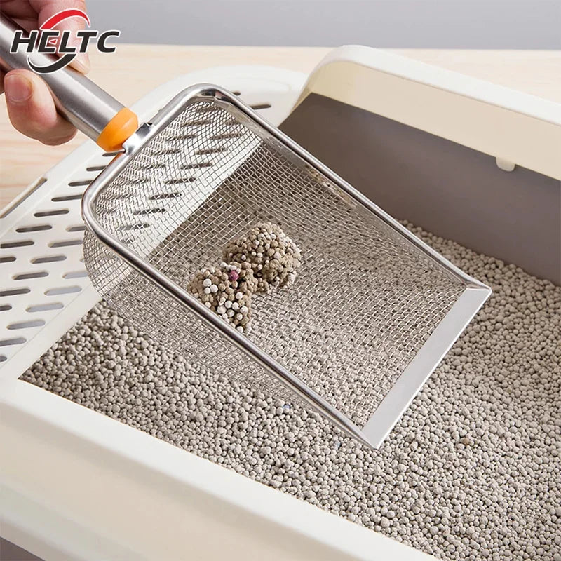 Stainless Steel Fine Mesh Cat Litter Scoop – Easy - Clean Non - Stick Shovel with Comfortable Grip - PhishStones Products