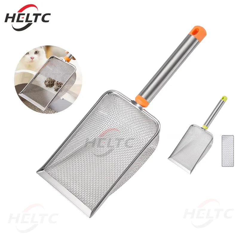 Stainless Steel Fine Mesh Cat Litter Scoop – Easy - Clean Non - Stick Shovel with Comfortable Grip - PhishStones Products