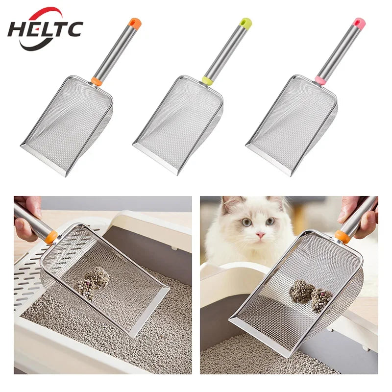 Stainless Steel Fine Mesh Cat Litter Scoop – Easy - Clean Non - Stick Shovel with Comfortable Grip - PhishStones Products