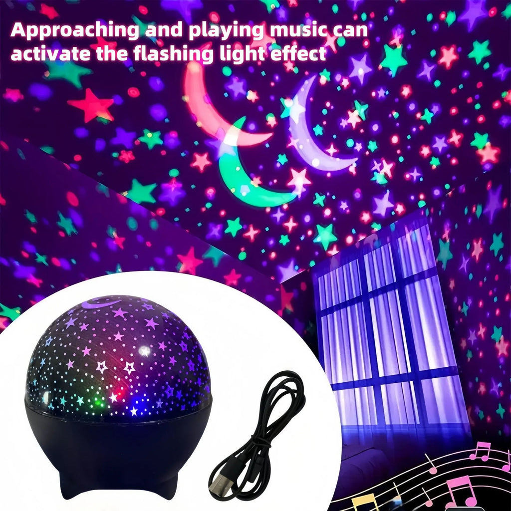 Starry Sky Projector Night Light with Moon Effect 360° Rotating LED Atmosphere Lamp for Kids Bedroom, Party & Birthday Gift - PhishStones Products