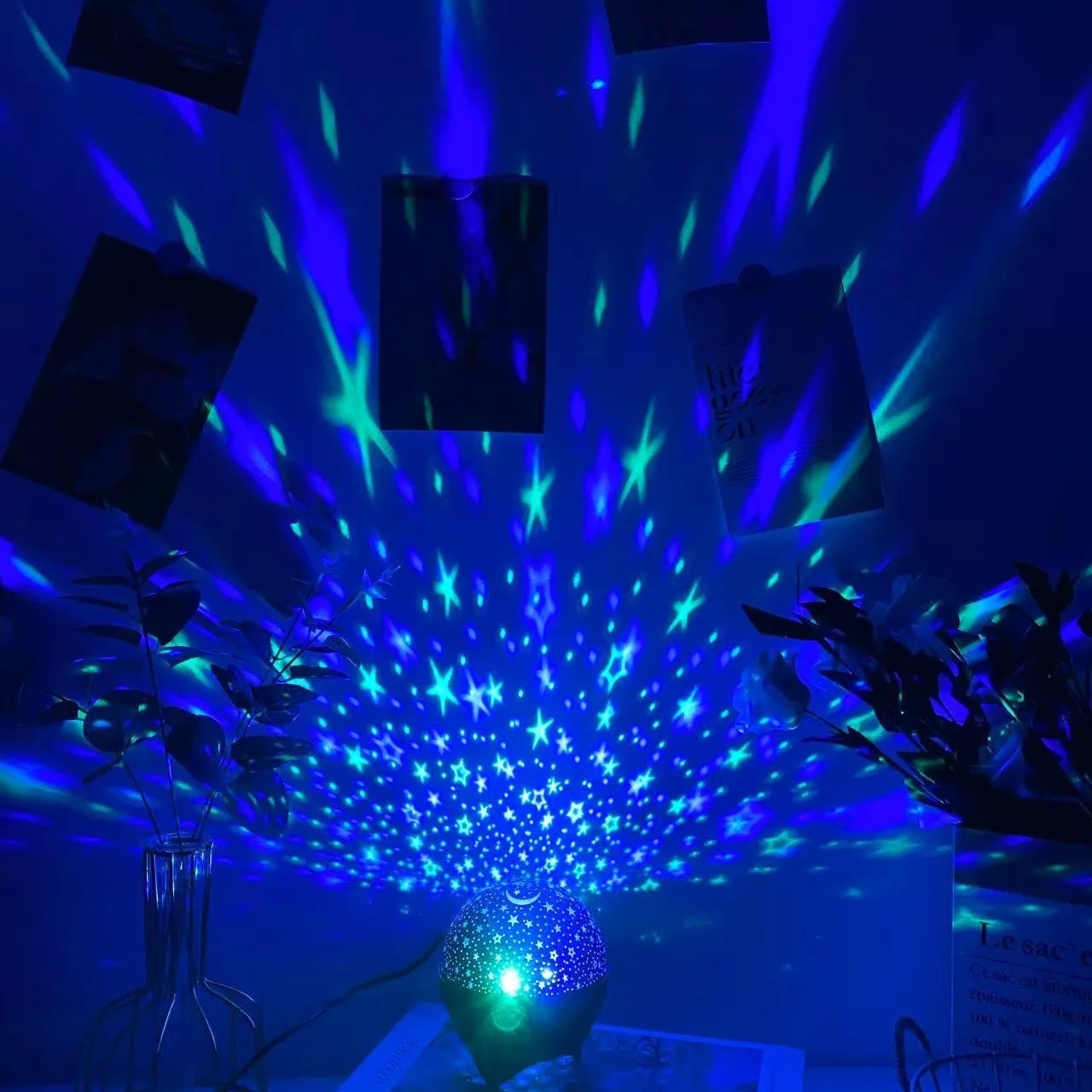 Starry Sky Projector Night Light with Moon Effect 360° Rotating LED Atmosphere Lamp for Kids Bedroom, Party & Birthday Gift - PhishStones Products