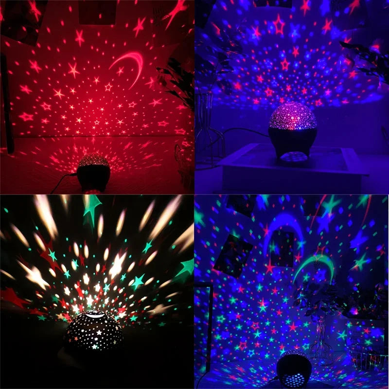Starry Sky Projector Night Light with Moon Effect 360° Rotating LED Atmosphere Lamp for Kids Bedroom, Party & Birthday Gift - PhishStones Products