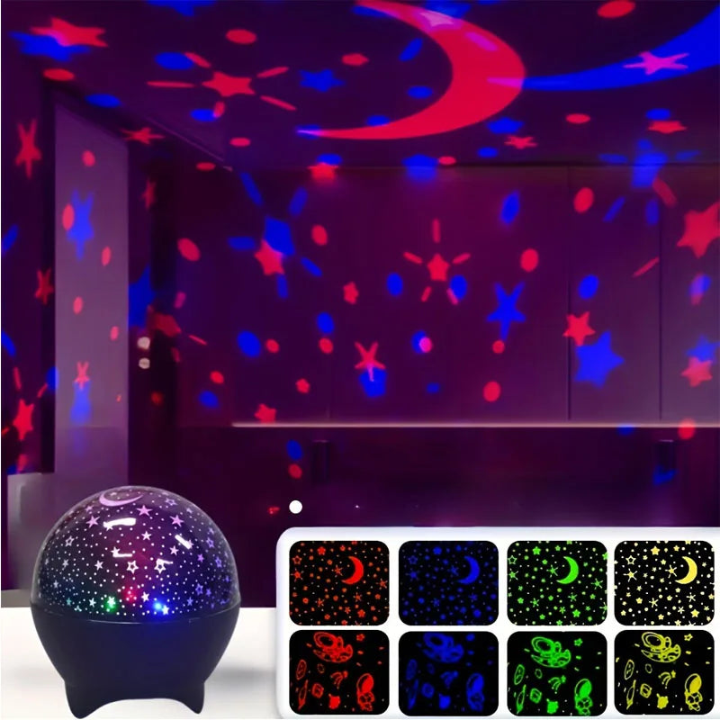 Starry Sky Projector Night Light with Moon Effect 360° Rotating LED Atmosphere Lamp for Kids Bedroom, Party & Birthday Gift - PhishStones Products