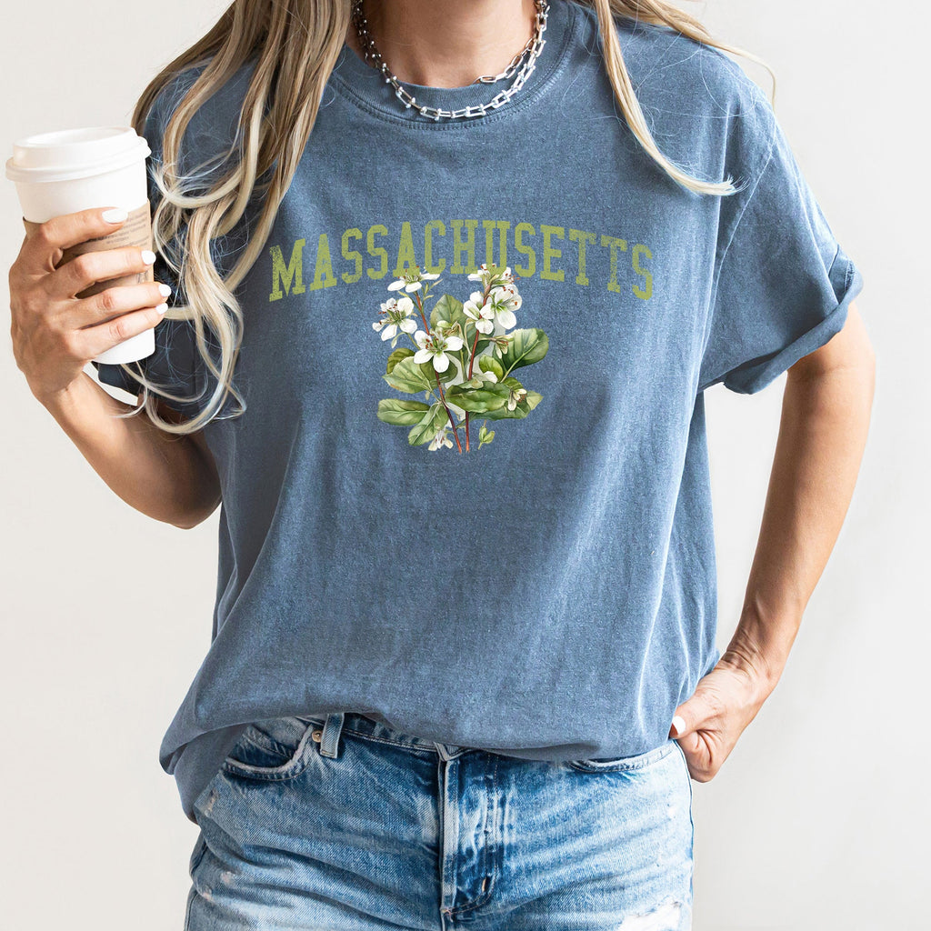 Massachusetts State Flower Vintage Botanical Illustration Artwork Comfort Colors Tee