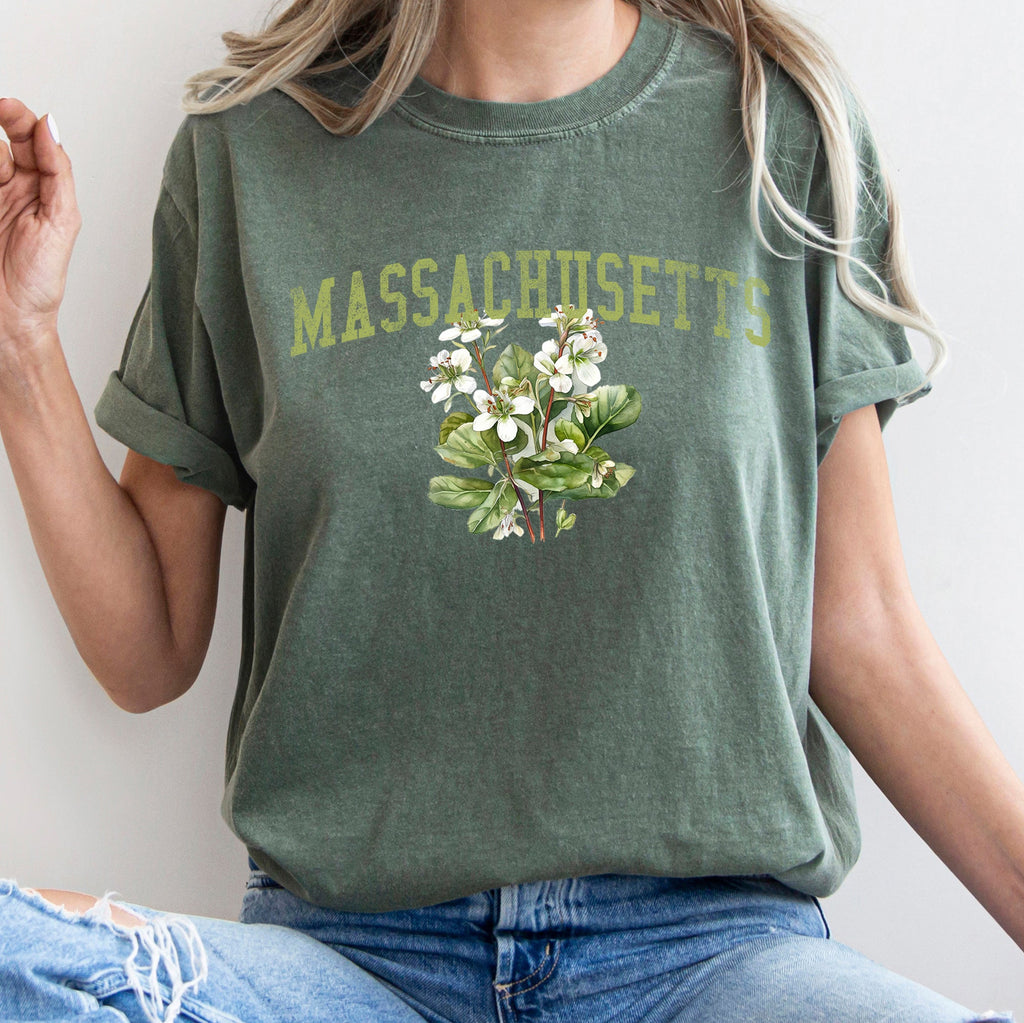 Massachusetts State Flower Vintage Botanical Illustration Artwork Comfort Colors Tee