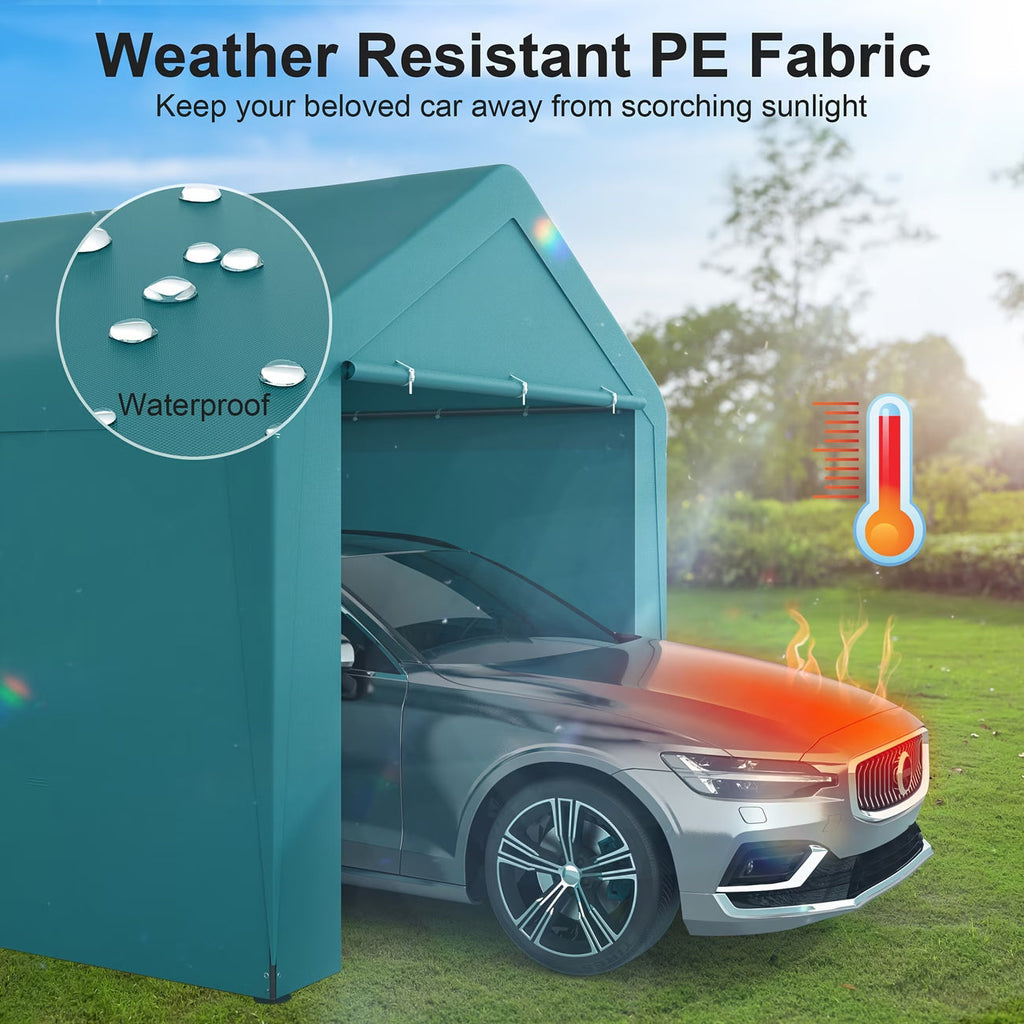 10X20 Ft Steel Canopy Carport Storage Shed, Portable Garage Party Tent, Garage with Detachable Sidewalls & Doors, All-Season Tarp for Carports, Events, And Weddings