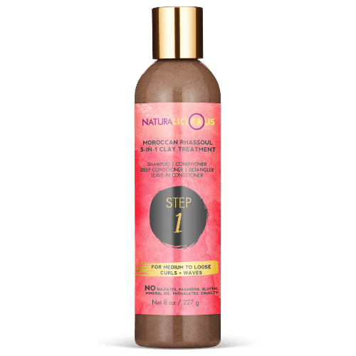 Step 1: Moroccan Rhassoul 5-in-1 Clay Treatment (For Loose Curls)