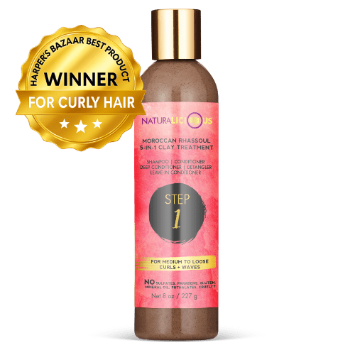 Step 1: Moroccan Rhassoul 5-in-1 Clay Treatment (For Loose Curls)