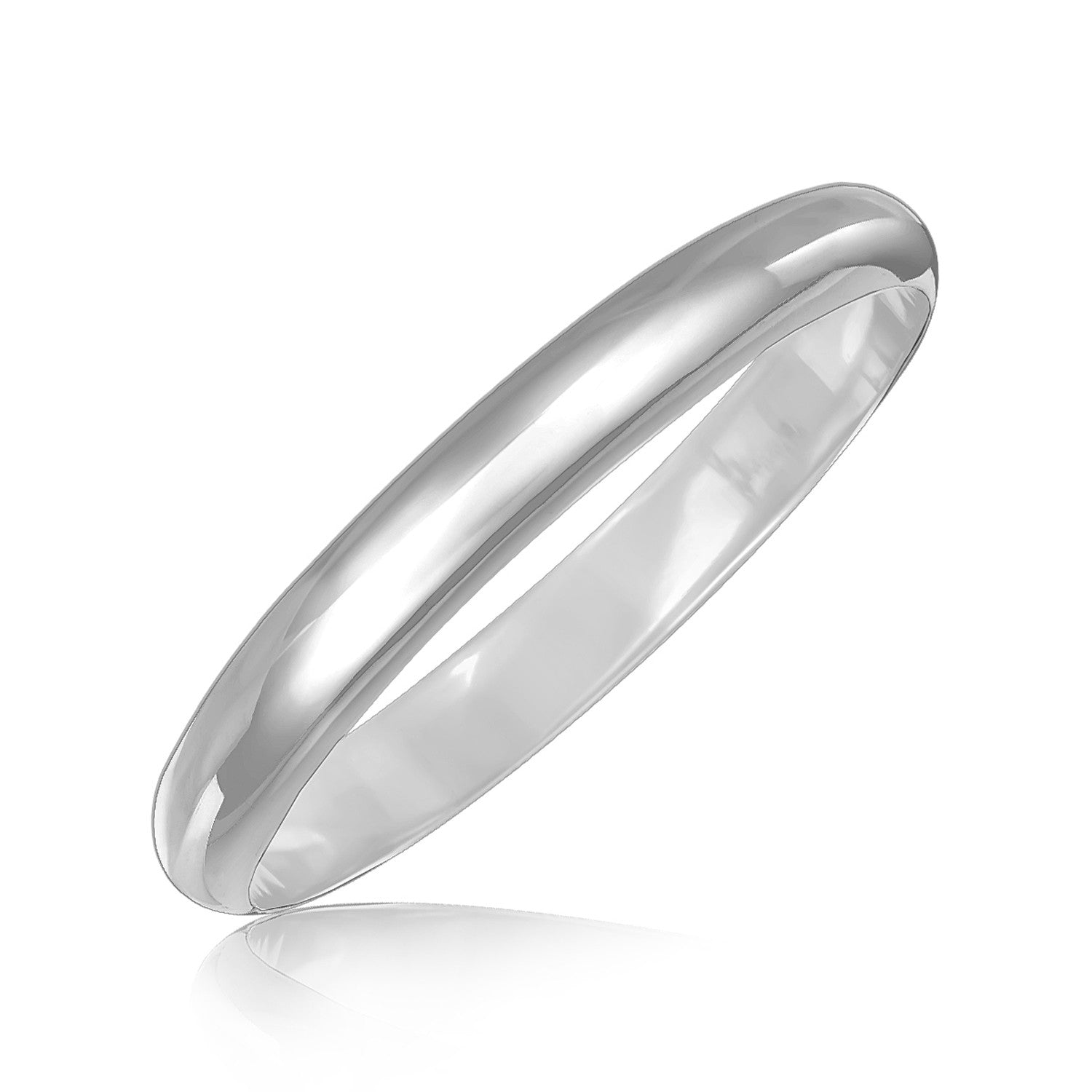 Sterling Silver Dome Style Bangle with Rhodium Plating (9.00 mm) - PhishStones Products
