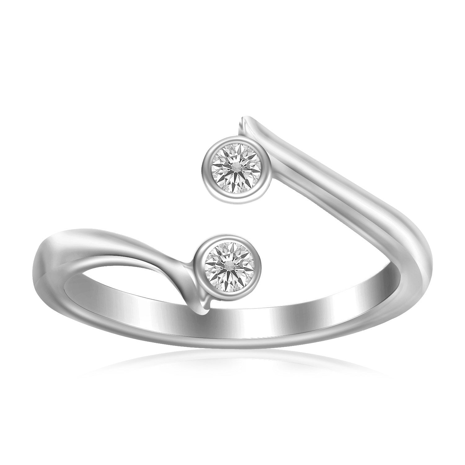 Sterling Silver Rhodium Finished Open Style Cubic Zirconia Accented Toe Ring - PhishStones Products