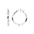 Sterling Silver Round Polished Wavy Profile Hoop Earrings(2x20mm) - PhishStones Products