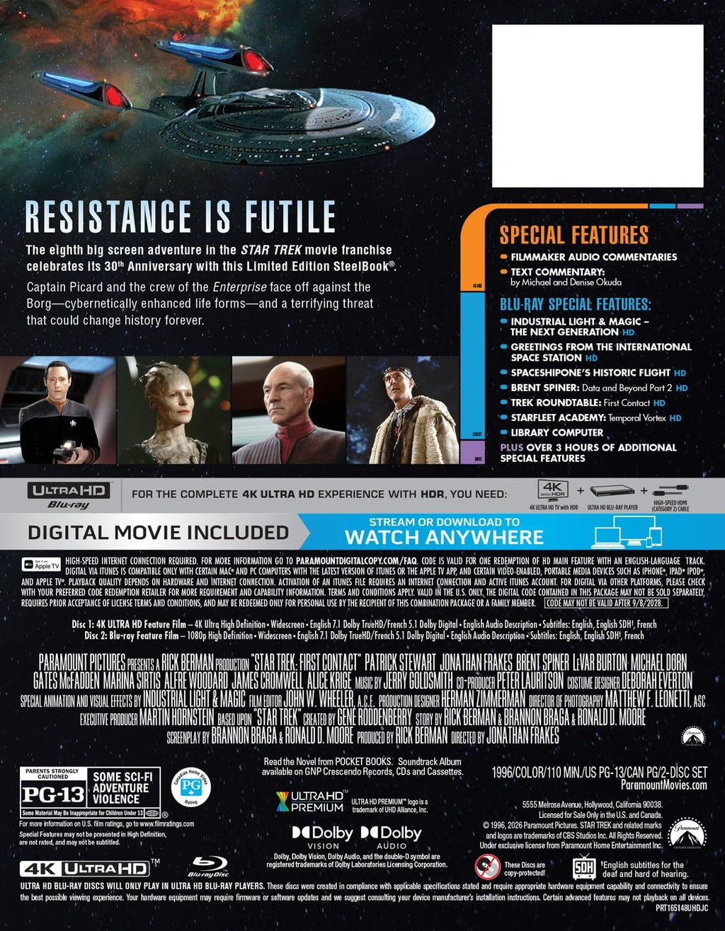 Star Trek: First Contact - 30th Anniversary Steelbook (4K Ultra HD + Blu-ray + Digital)