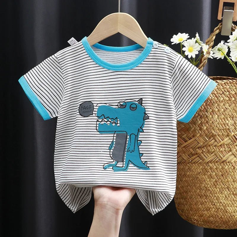 Summer Kids' Tops and T-shirts 100% Cotton Graphic T Shirt Boy Wear Tees Korean Kids Girls Clothes Cartoon Car 2026 Baby Stuff - PhishStones Products