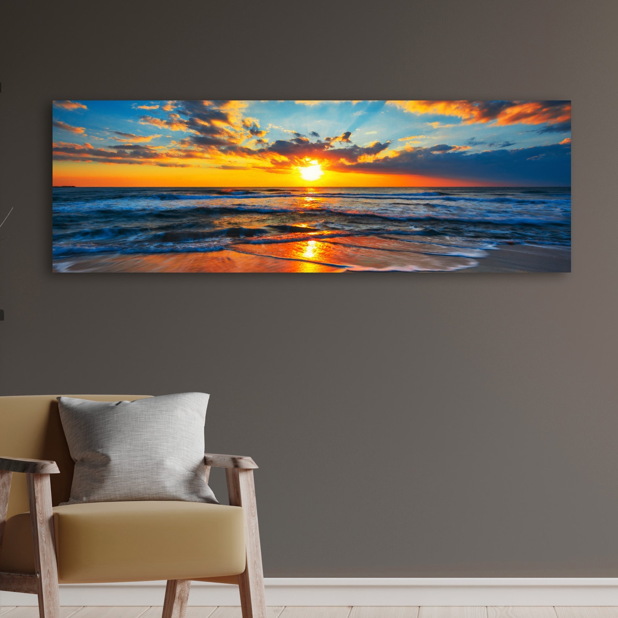 Sunrise On Atlantic Ocean Canvas Wall Art II - PhishStones Products