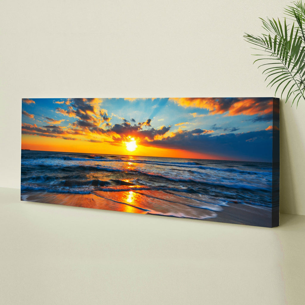Sunrise On Atlantic Ocean Canvas Wall Art II - PhishStones Products